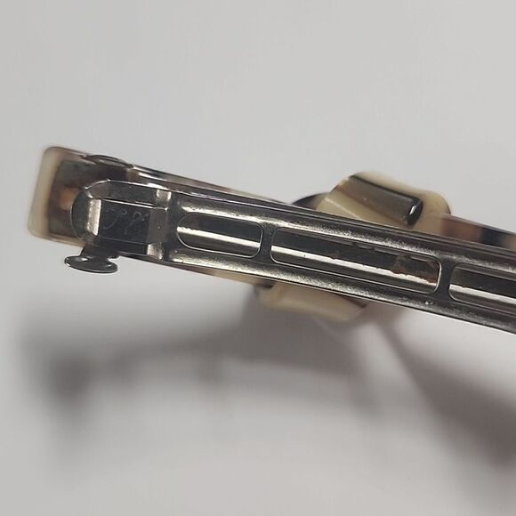 1990s Striped Resin Hair Barrette, Brown and Beige Vintage - Picture 3 of 4